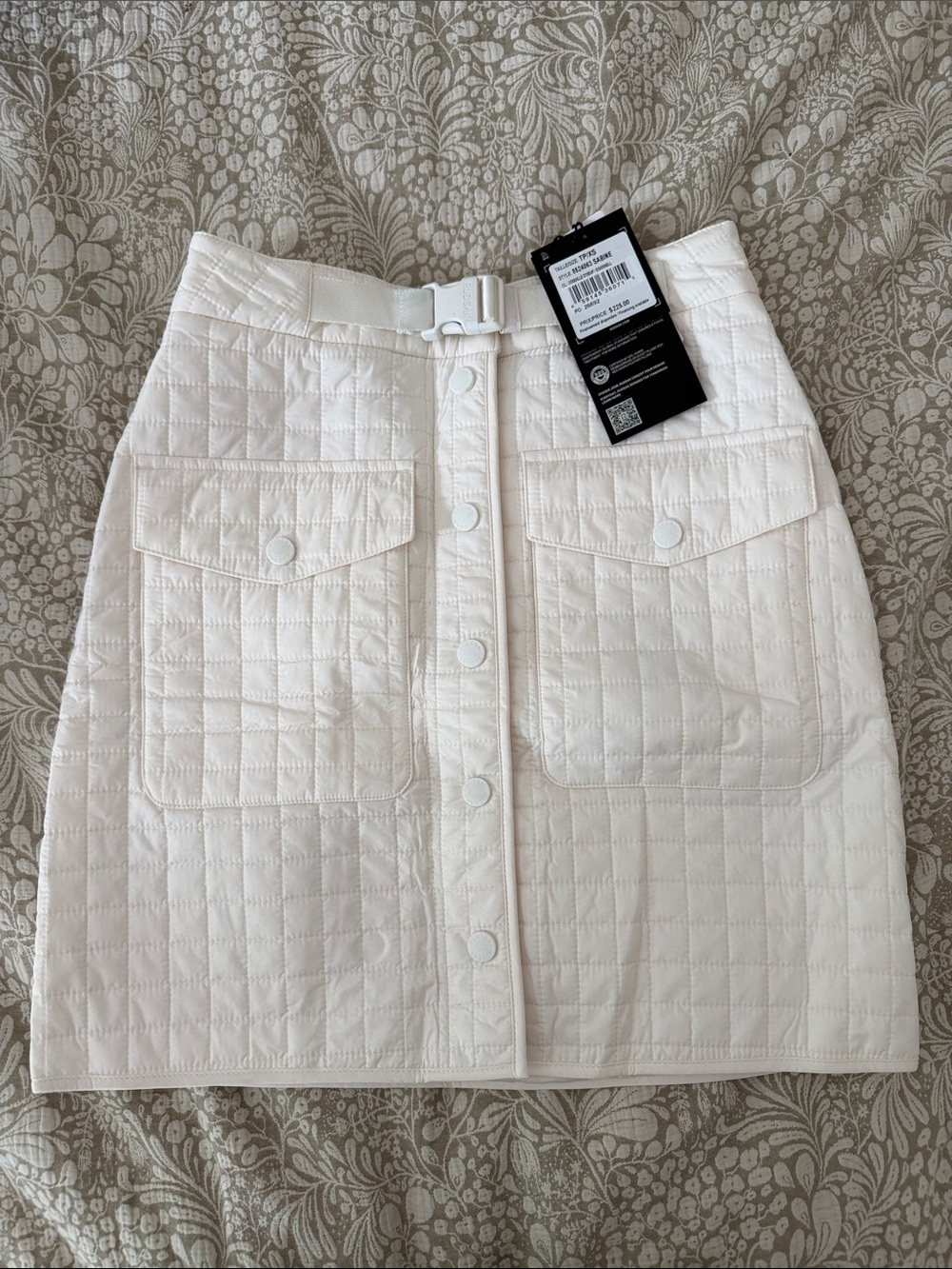 NWT RUDSAK SABINE Quilted Button-Front Ivory Mini Skirt